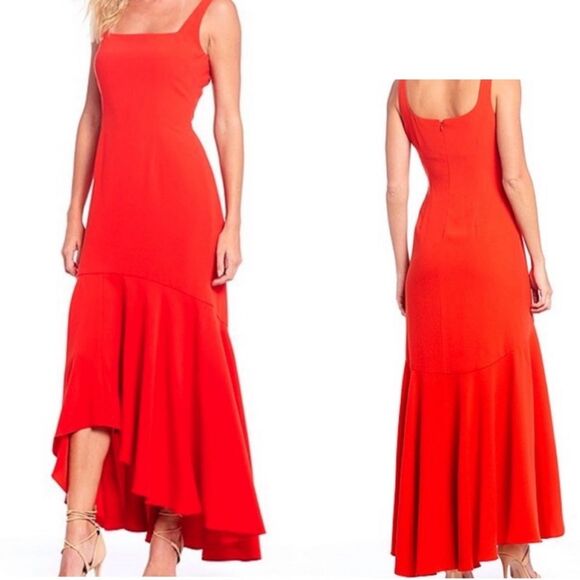 GIANNI BINI NWT Sleeveless Square Neck Ruffle Hi-Lo Reid Maxi Dress Spice - Picture 12 of 12